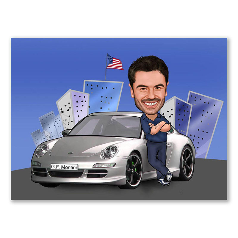 Bild von   erstellung karikatur mein autojpg | Individuelle 🎁 persönliche 🎁 personalisierte Geschenke bedruckt ▪ bestickt ▪ graviert