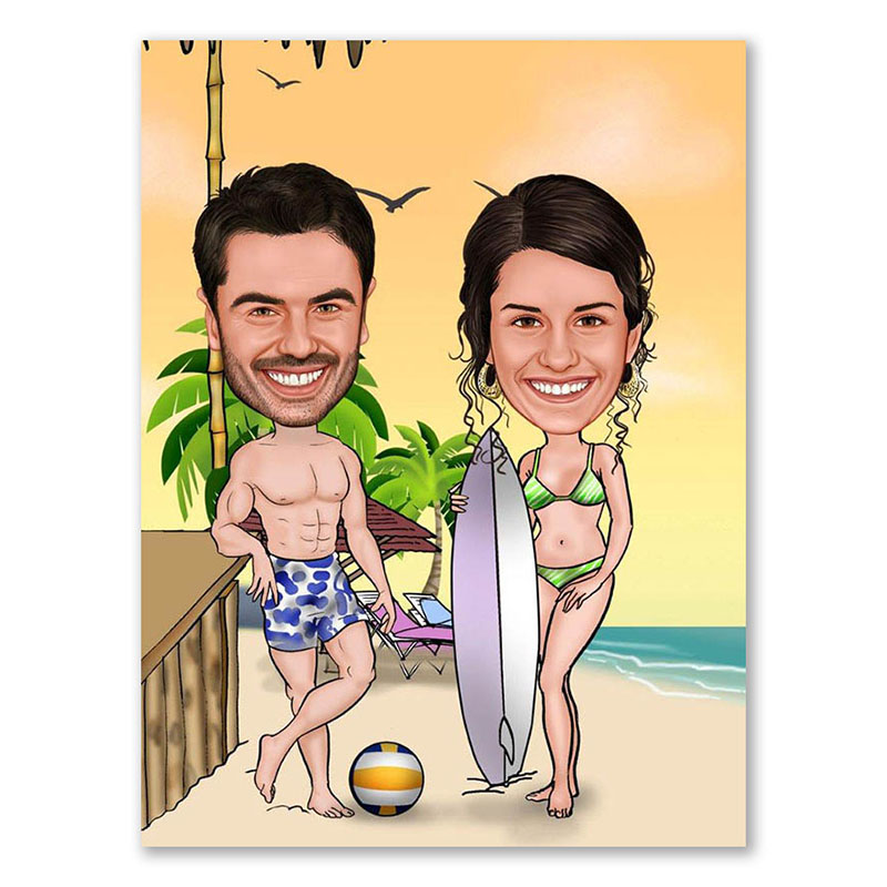 Bild von   erstellung karikatur beach mejpg | Individuelle 🎁 persönliche 🎁 personalisierte Geschenke bedruckt ▪ bestickt ▪ graviert