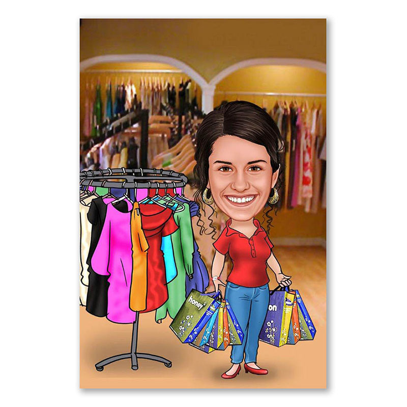 Bild von   erstellung karikatur shoppenjpg | Individuelle 🎁 persönliche 🎁 personalisierte Geschenke bedruckt ▪ bestickt ▪ graviert