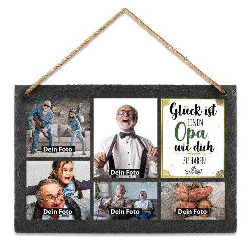 Bild von   schieferplatte fuer opa mit fojpg | Individuelle 🎁 persönliche 🎁 personalisierte Geschenke bedruckt ▪ bestickt ▪ graviert