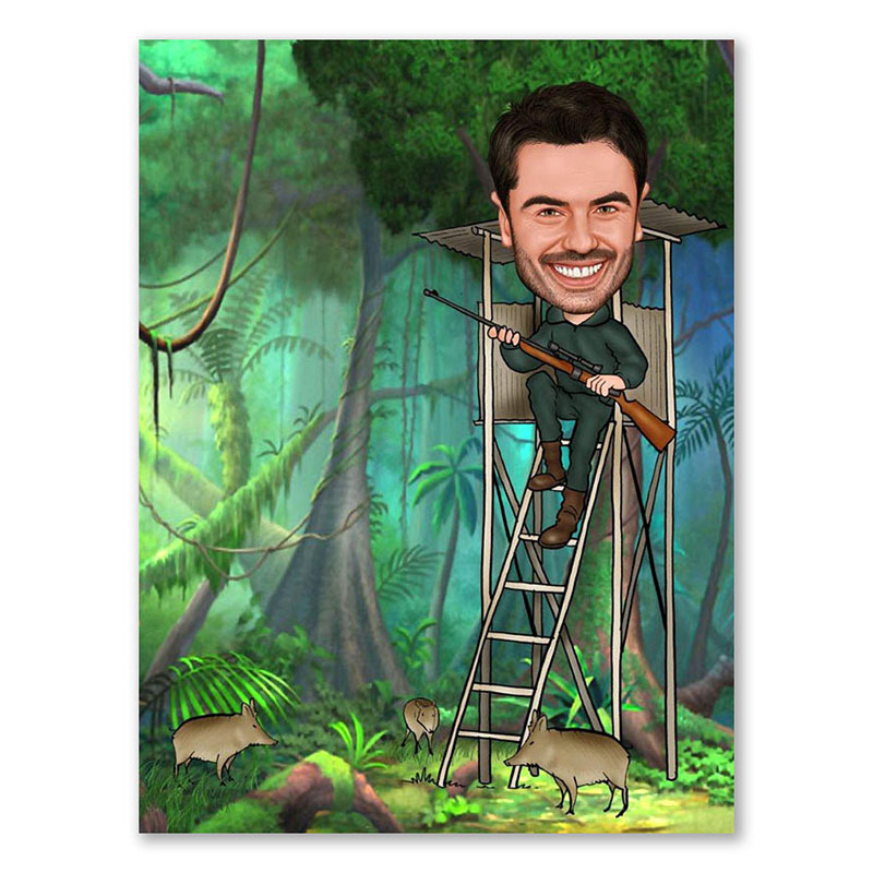 Bild von   erstellung karikatur jaeger aujpg | Individuelle 🎁 persönliche 🎁 personalisierte Geschenke bedruckt ▪ bestickt ▪ graviert
