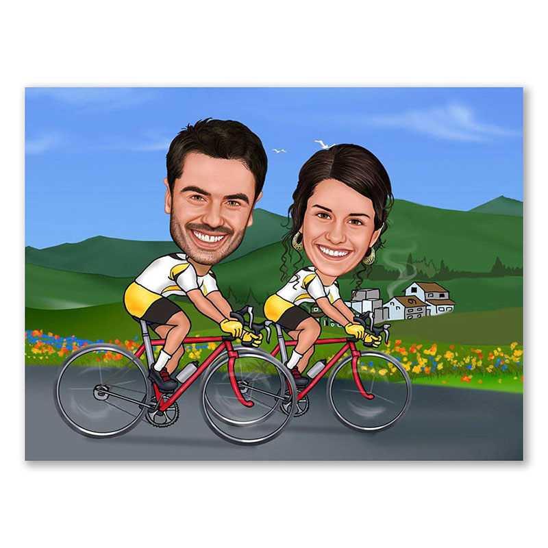 Bild von   erstellung karikatur biken imjpg | Individuelle 🎁 persönliche 🎁 personalisierte Geschenke bedruckt ▪ bestickt ▪ graviert