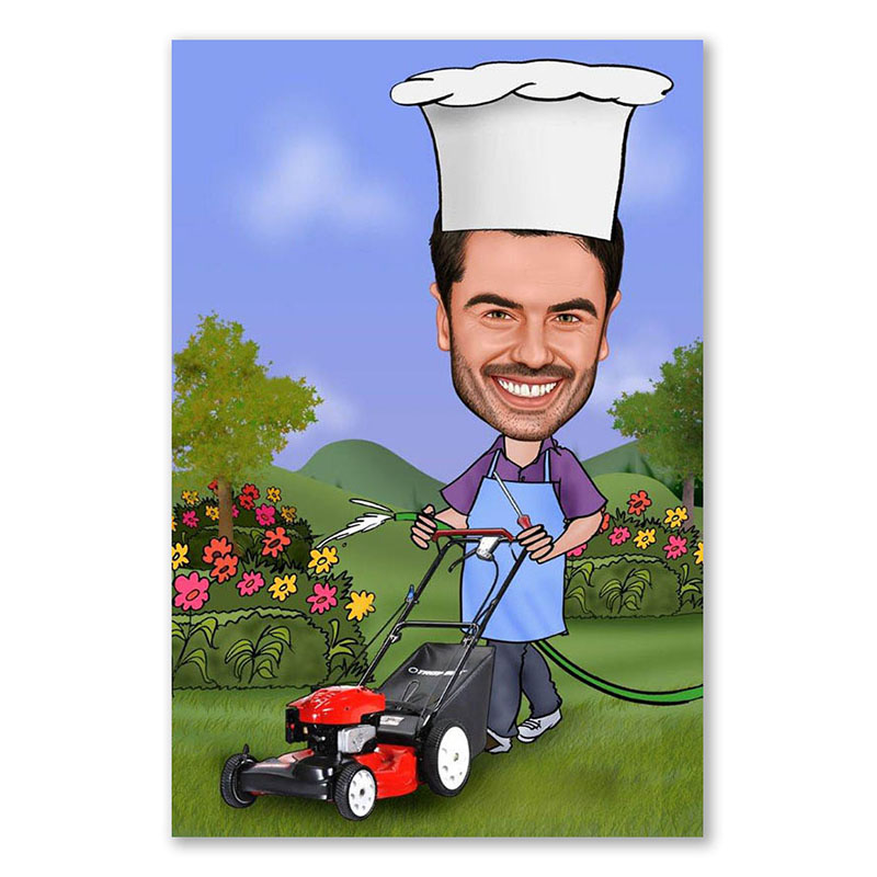 Bild von   erstellung karikatur rasenmaehjpg | Individuelle 🎁 persönliche 🎁 personalisierte Geschenke bedruckt ▪ bestickt ▪ graviert
