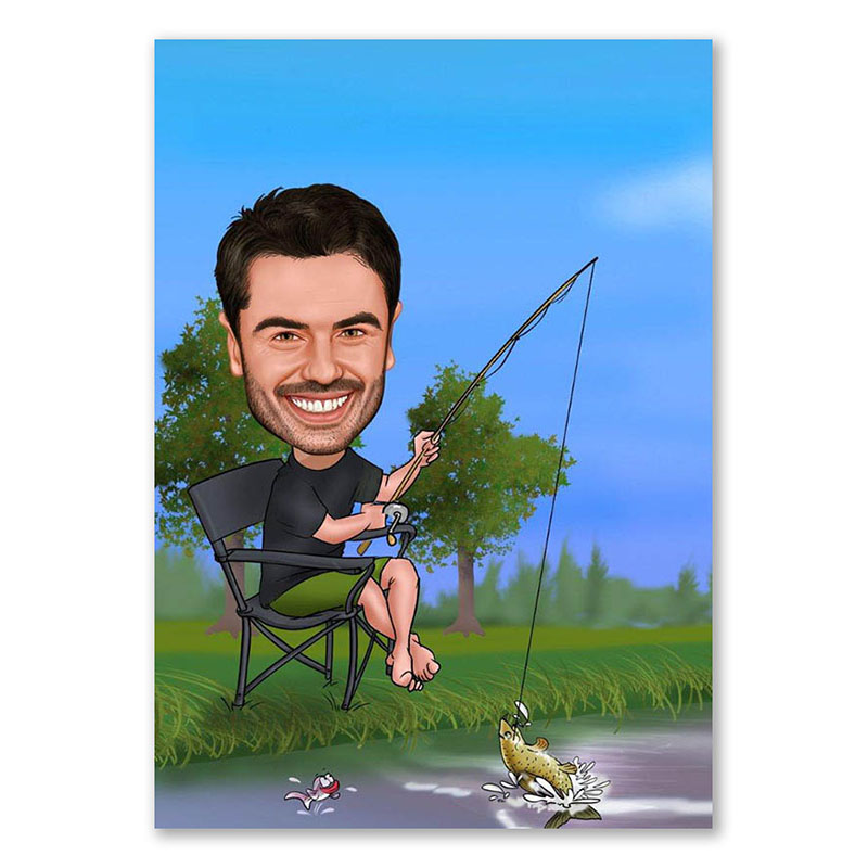 Bild von   erstellung karikatur angeln cjpg | Individuelle 🎁 persönliche 🎁 personalisierte Geschenke bedruckt ▪ bestickt ▪ graviert