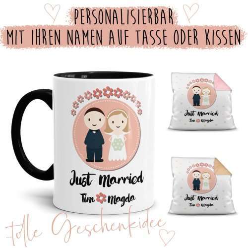 Bild von   tassen und kissen zur hochzeitjpg | Individuelle 🎁 persönliche 🎁 personalisierte Geschenke bedruckt ▪ bestickt ▪ graviert