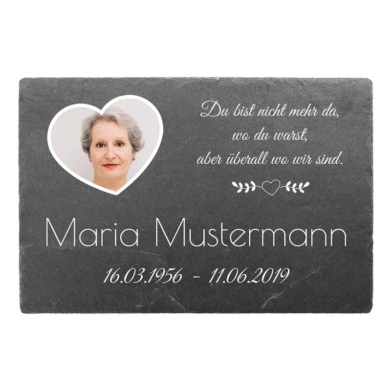 Bild von   gedenkplatte mit namen und biljpg | Individuelle 🎁 persönliche 🎁 personalisierte Geschenke bedruckt ▪ bestickt ▪ graviert