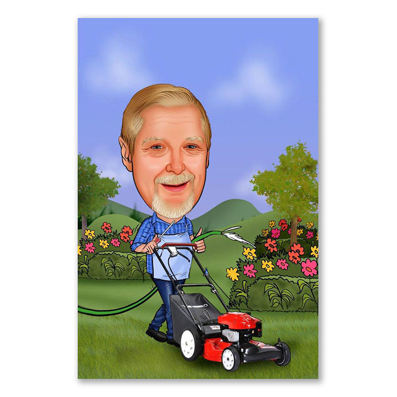 Bild von   erstellung karikatur rasenmaehjpg | Individuelle 🎁 persönliche 🎁 personalisierte Geschenke bedruckt ▪ bestickt ▪ graviert
