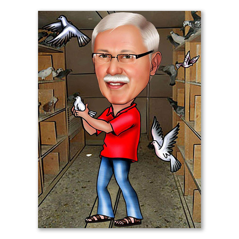 Bild von   erstellung karikatur taubenzuejpg | Individuelle 🎁 persönliche 🎁 personalisierte Geschenke bedruckt ▪ bestickt ▪ graviert