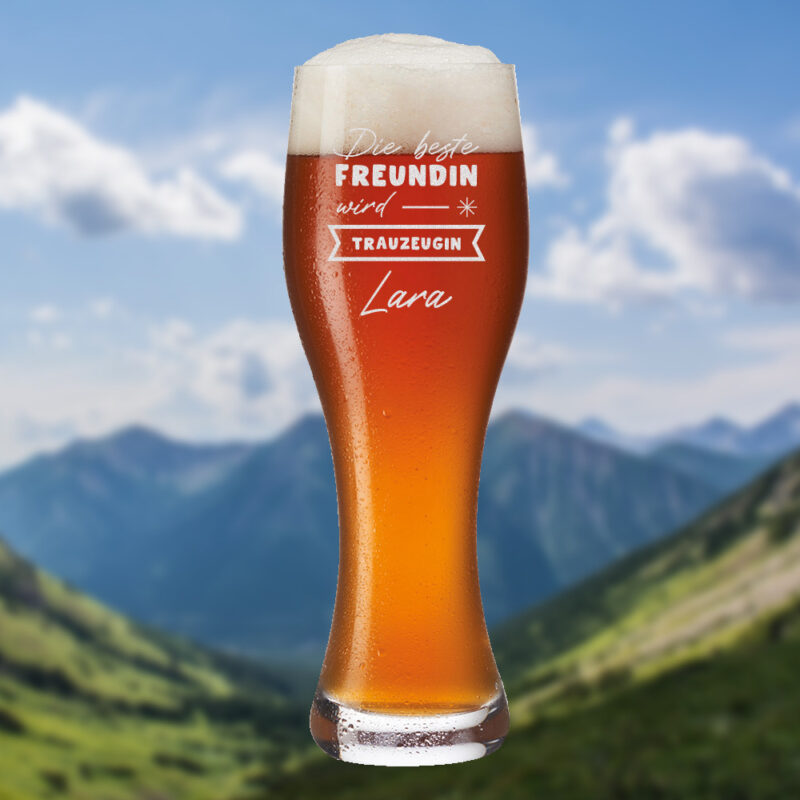 Weizenbierglas mit personalisierter Wunschgravur für Paare