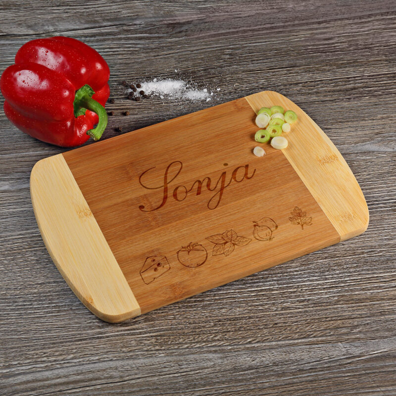 Bild von   schneidebrett bamboo zweifarbijpg | Individuelle 🎁 persönliche 🎁 personalisierte Geschenke bedruckt ▪ bestickt ▪ graviert