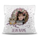 Bild von   kinder kissen eule mit kinjpg | Individuelle 🎁 persönliche 🎁 personalisierte Geschenke bedruckt ▪ bestickt ▪ graviert