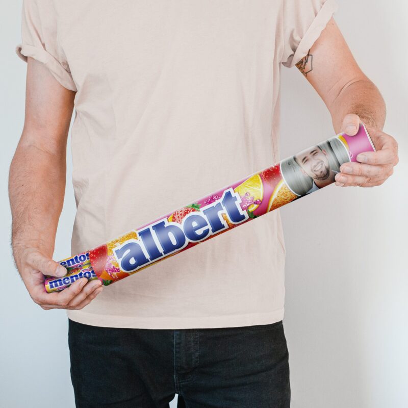 Bild von   riesen mentos rolle personalisjpg | Individuelle 🎁 persönliche 🎁 personalisierte Geschenke bedruckt ▪ bestickt ▪ graviert