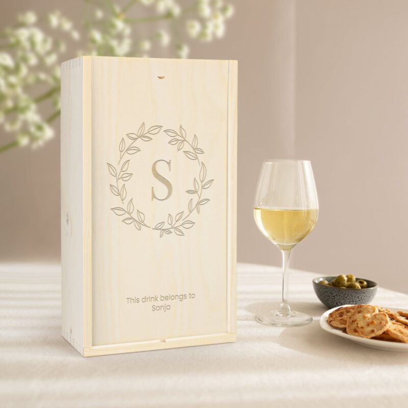 Bild von   weinkiste mit gravur  flascjpg | Individuelle 🎁 persönliche 🎁 personalisierte Geschenke bedruckt ▪ bestickt ▪ graviert