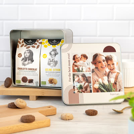 Bild von   quadratische keksdose mit genejpg | Individuelle 🎁 persönliche 🎁 personalisierte Geschenke bedruckt ▪ bestickt ▪ graviert