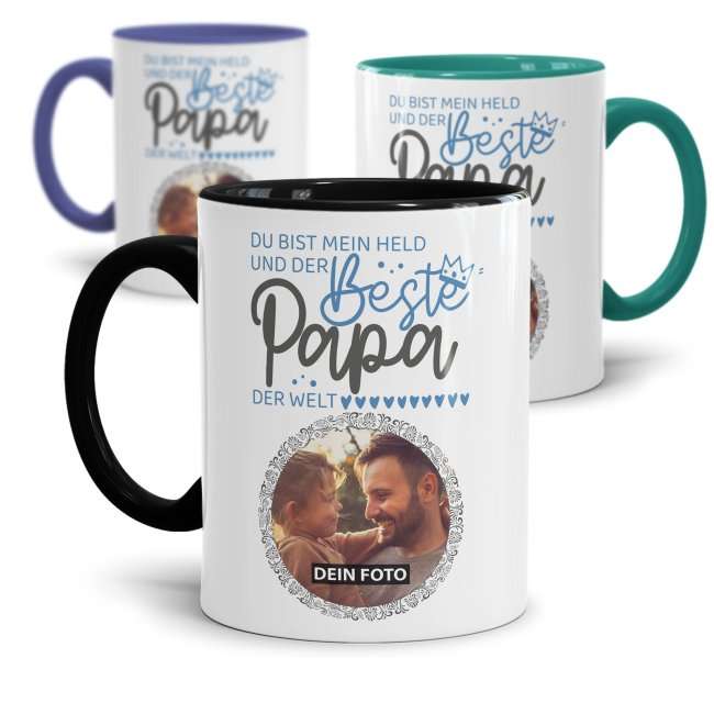 Bild von   tasse fuer papa mein heldjpg | Individuelle 🎁 persönliche 🎁 personalisierte Geschenke bedruckt ▪ bestickt ▪ graviert