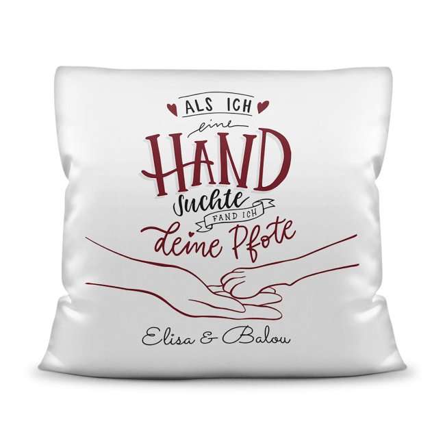 Bild von   tier kissen hand suchte pfotjpg | Individuelle 🎁 persönliche 🎁 personalisierte Geschenke bedruckt ▪ bestickt ▪ graviert