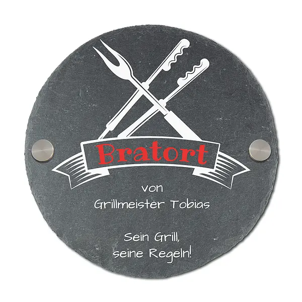Bild von   rundes schieferschild fuer grijpg | Individuelle 🎁 persönliche 🎁 personalisierte Geschenke bedruckt ▪ bestickt ▪ graviert