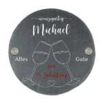 Bild von   rundes schieferschild mit gebujpg | Individuelle 🎁 persönliche 🎁 personalisierte Geschenke bedruckt ▪ bestickt ▪ graviert