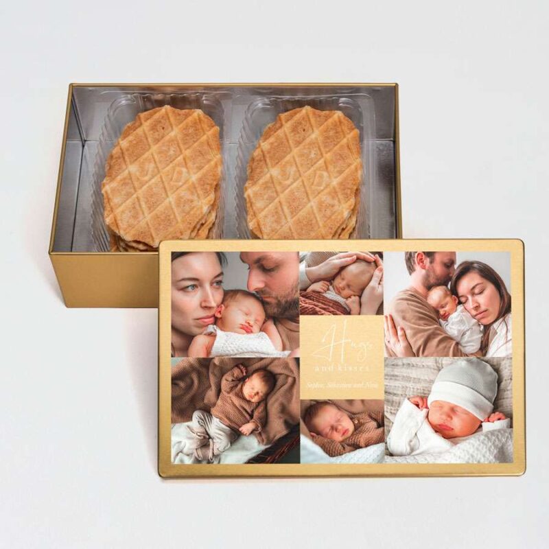 Bild von   stylische keksdose in gold mitjpg | Individuelle 🎁 persönliche 🎁 personalisierte Geschenke bedruckt ▪ bestickt ▪ graviert