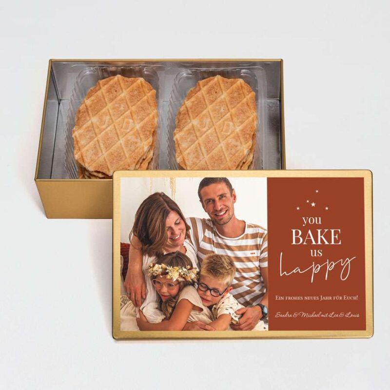 Bild von   huebsche keksdose in gold mitjpg | Individuelle 🎁 persönliche 🎁 personalisierte Geschenke bedruckt ▪ bestickt ▪ graviert