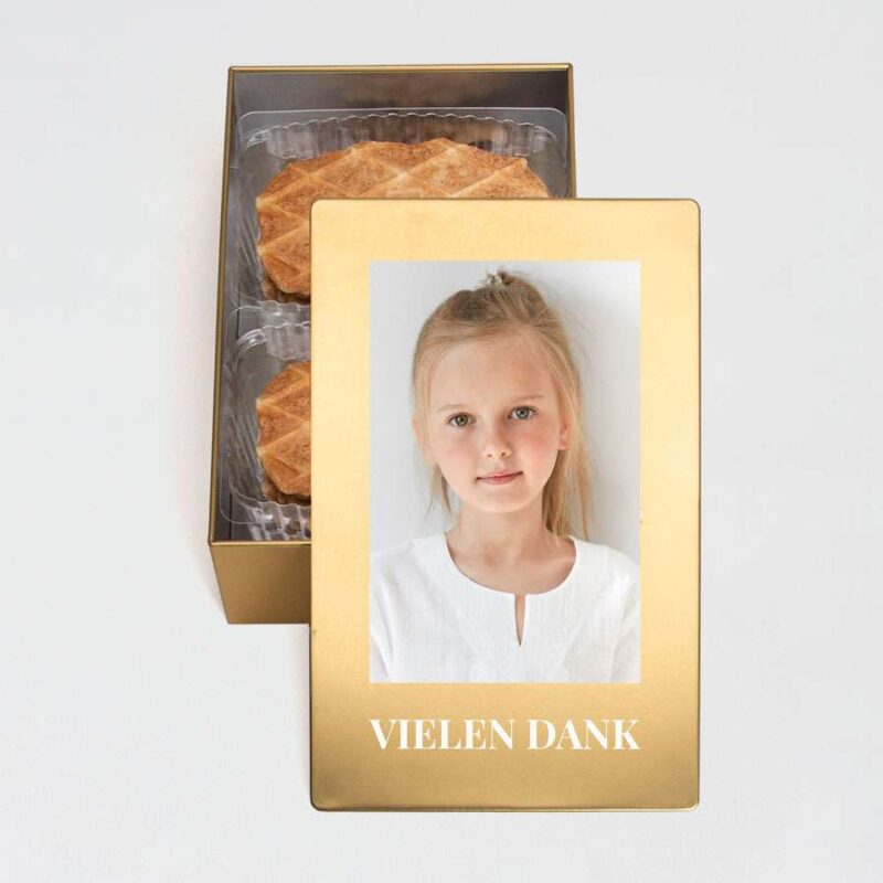 Bild von   schicke keksdose in gold mit fjpg | Individuelle 🎁 persönliche 🎁 personalisierte Geschenke bedruckt ▪ bestickt ▪ graviert