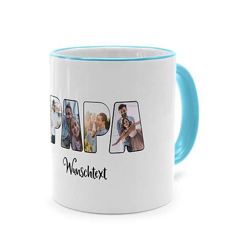Bild von   bester papa tasse hellblaujpg | Individuelle 🎁 persönliche 🎁 personalisierte Geschenke bedruckt ▪ bestickt ▪ graviert