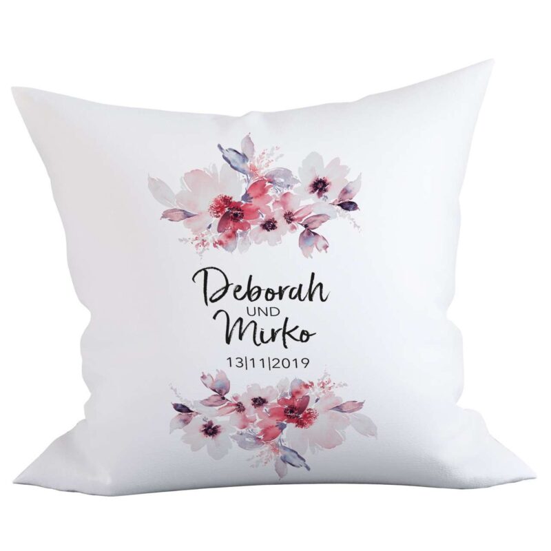 Bild von   hochzeitskissen blumen bezug mjpg | Individuelle 🎁 persönliche 🎁 personalisierte Geschenke bedruckt ▪ bestickt ▪ graviert