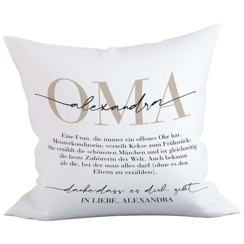 Bild von   oma kissenbezug baumwolle mitjpg | Individuelle 🎁 persönliche 🎁 personalisierte Geschenke bedruckt ▪ bestickt ▪ graviert