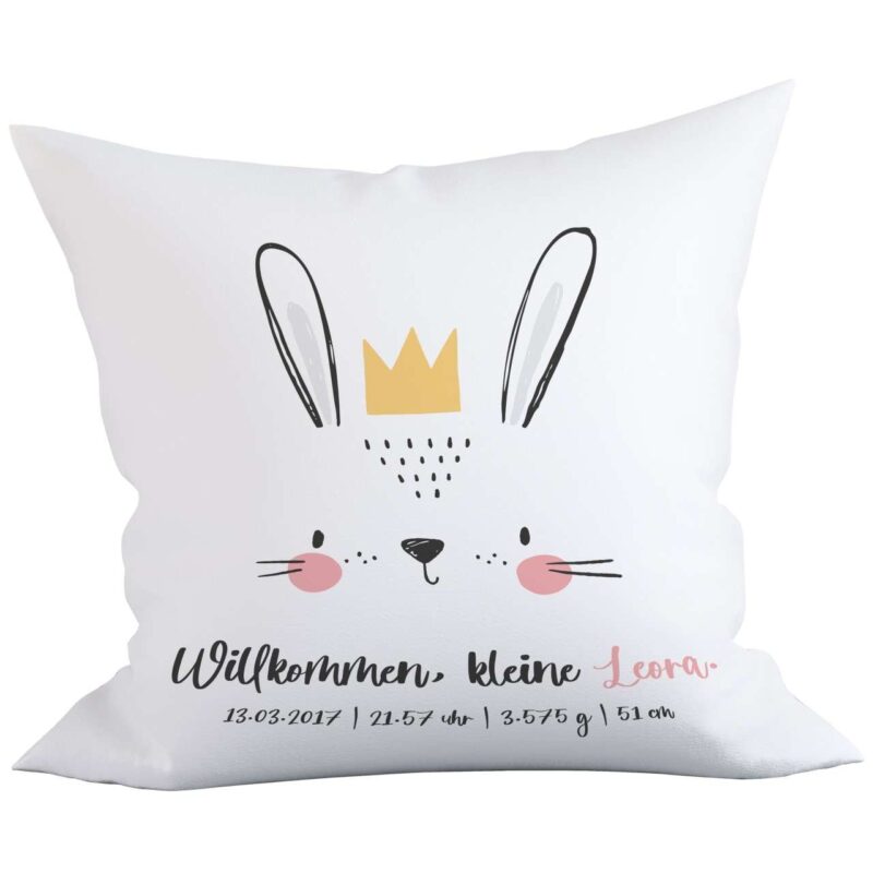 Bild von   geburtskissen hase kissenbezugjpg | Individuelle 🎁 persönliche 🎁 personalisierte Geschenke bedruckt ▪ bestickt ▪ graviert