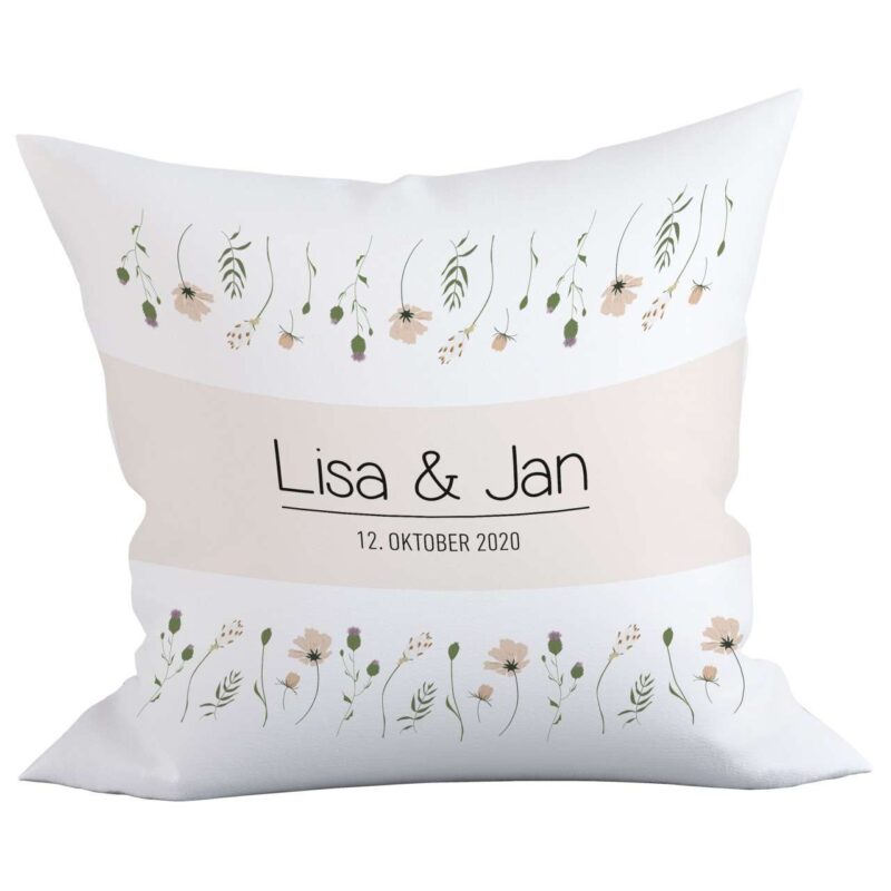 Bild von   hochzeitskissen blumen bezug mjpg | Individuelle 🎁 persönliche 🎁 personalisierte Geschenke bedruckt ▪ bestickt ▪ graviert