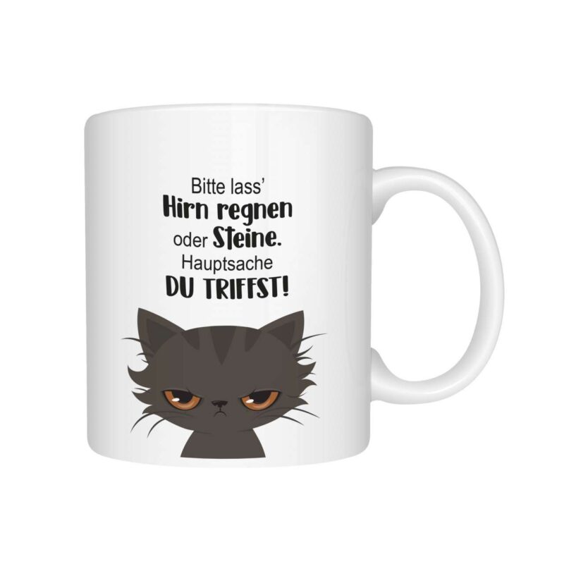 Bild von   tasse katze lass hirn regnenjpg | Individuelle 🎁 persönliche 🎁 personalisierte Geschenke bedruckt ▪ bestickt ▪ graviert