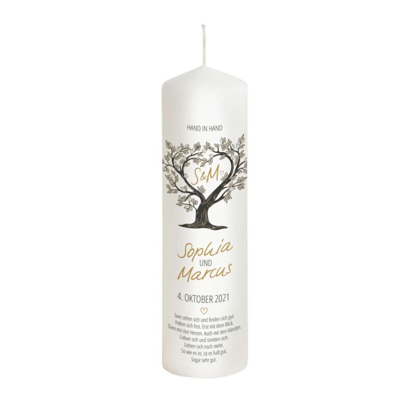 Bild von   hochzeitskerze lebensbaum modjpg | Individuelle 🎁 persönliche 🎁 personalisierte Geschenke bedruckt ▪ bestickt ▪ graviert