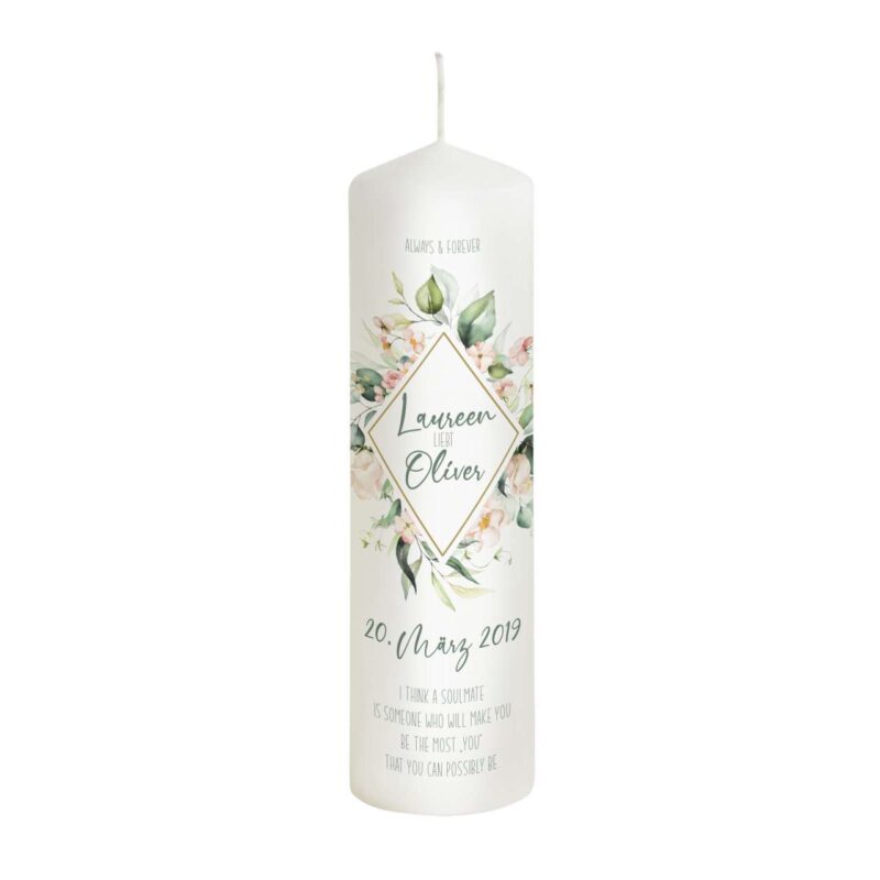 Bild von   hochzeitskerze gruen weiss modjpg | Individuelle 🎁 persönliche 🎁 personalisierte Geschenke bedruckt ▪ bestickt ▪ graviert