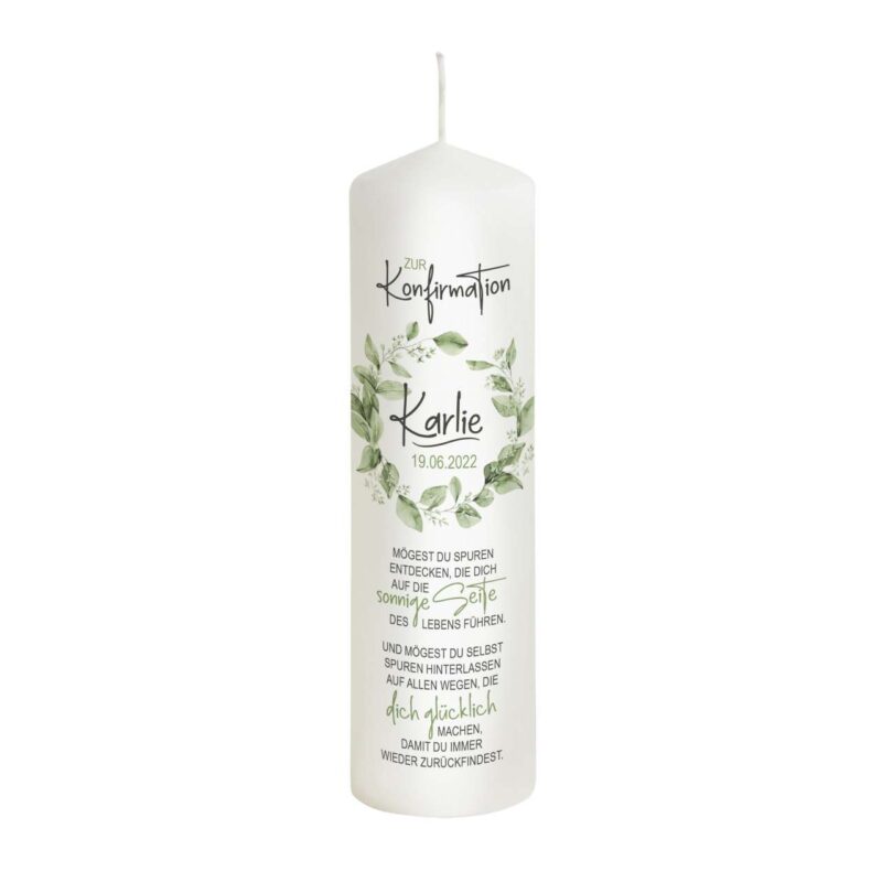 Bild von   konfirmationskerze modern greejpg | Individuelle 🎁 persönliche 🎁 personalisierte Geschenke bedruckt ▪ bestickt ▪ graviert