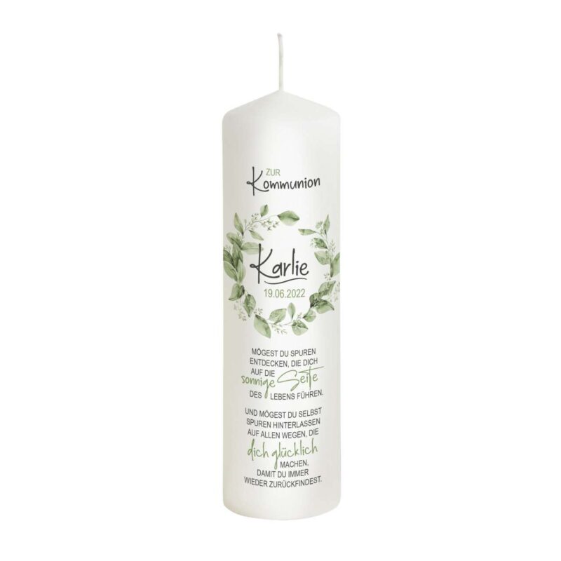 Bild von   kommunionkerze modern green cijpg | Individuelle 🎁 persönliche 🎁 personalisierte Geschenke bedruckt ▪ bestickt ▪ graviert