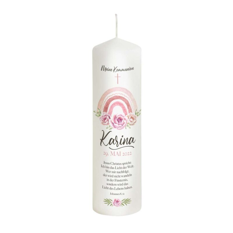 Bild von   kommunionkerze regenbogen kreujpg | Individuelle 🎁 persönliche 🎁 personalisierte Geschenke bedruckt ▪ bestickt ▪ graviert
