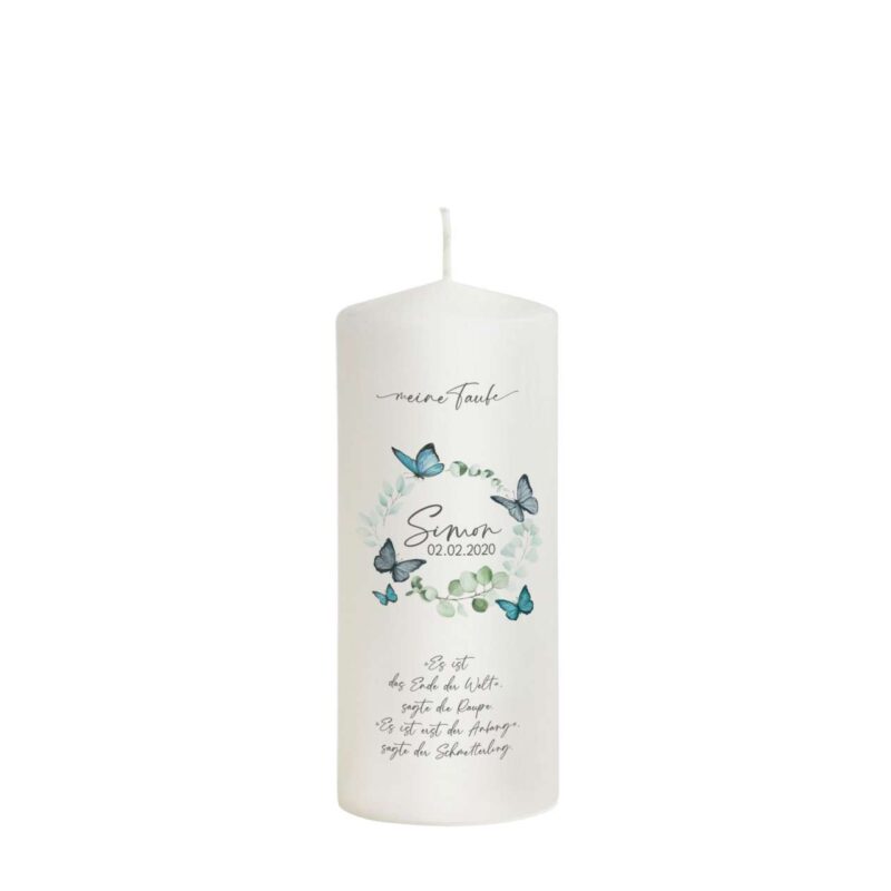 Bild von   patenkerze schmetterling fuerjpg | Individuelle 🎁 persönliche 🎁 personalisierte Geschenke bedruckt ▪ bestickt ▪ graviert