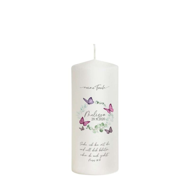 Bild von   patenkerze schmetterling fuerjpg | Individuelle 🎁 persönliche 🎁 personalisierte Geschenke bedruckt ▪ bestickt ▪ graviert