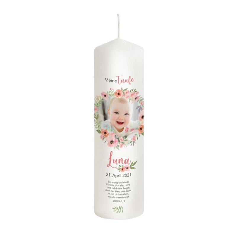 Bild von   taufkerze mit foto fuer maedchjpg | Individuelle 🎁 persönliche 🎁 personalisierte Geschenke bedruckt ▪ bestickt ▪ graviert