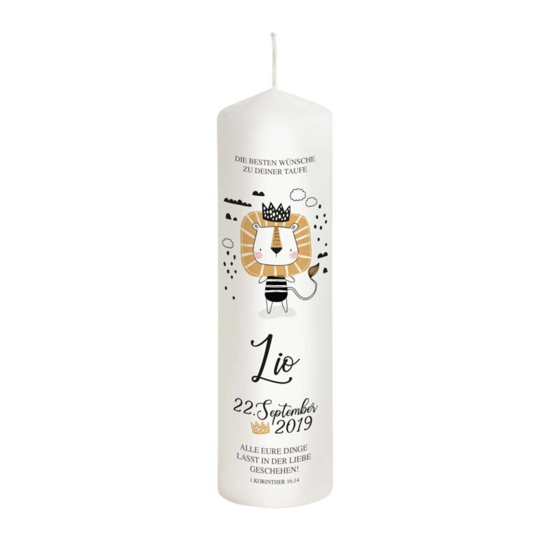 Bild von   taufkerze loewe fuer jungen mjpg | Individuelle 🎁 persönliche 🎁 personalisierte Geschenke bedruckt ▪ bestickt ▪ graviert