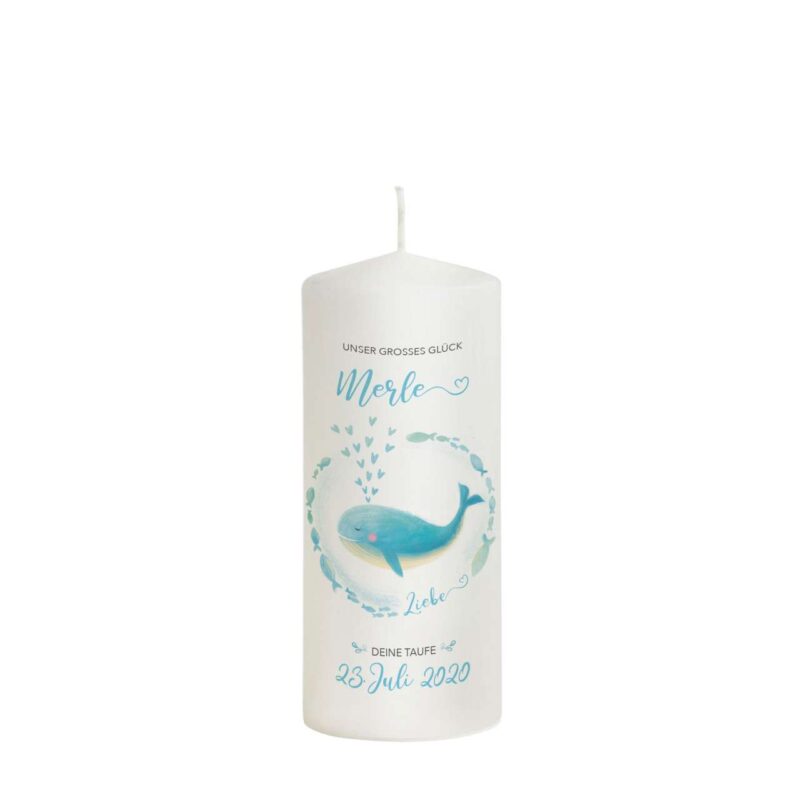 Bild von   patenkerze wal blau fuer maedcjpg | Individuelle 🎁 persönliche 🎁 personalisierte Geschenke bedruckt ▪ bestickt ▪ graviert