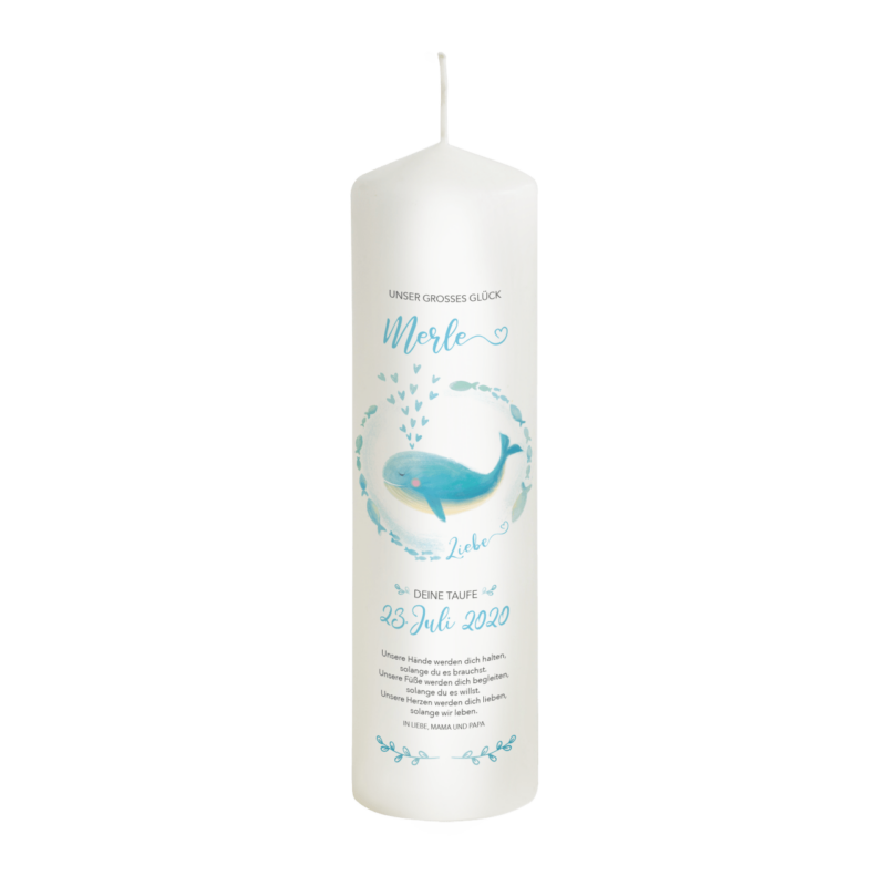 Bild von   taufkerze wal blau fuer maedchpng | Individuelle 🎁 persönliche 🎁 personalisierte Geschenke bedruckt ▪ bestickt ▪ graviert