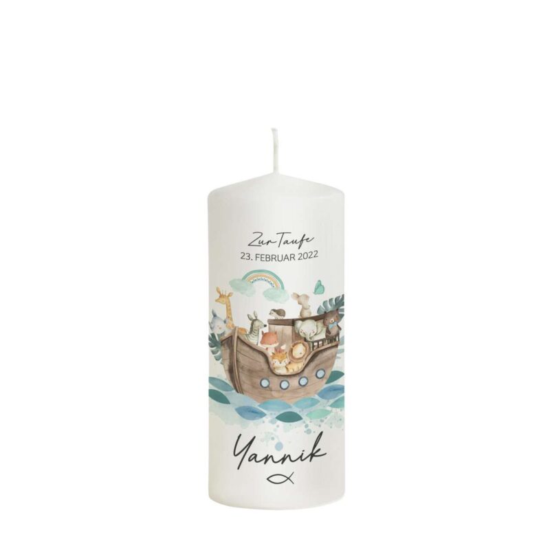 Bild von   patenkerze arche noah yannikjpg | Individuelle 🎁 persönliche 🎁 personalisierte Geschenke bedruckt ▪ bestickt ▪ graviert
