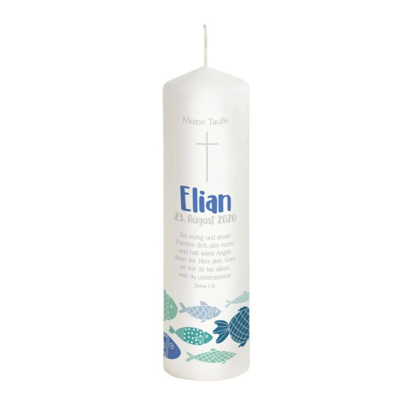 Bild von   taufkerze fische blau modelljpg | Individuelle 🎁 persönliche 🎁 personalisierte Geschenke bedruckt ▪ bestickt ▪ graviert