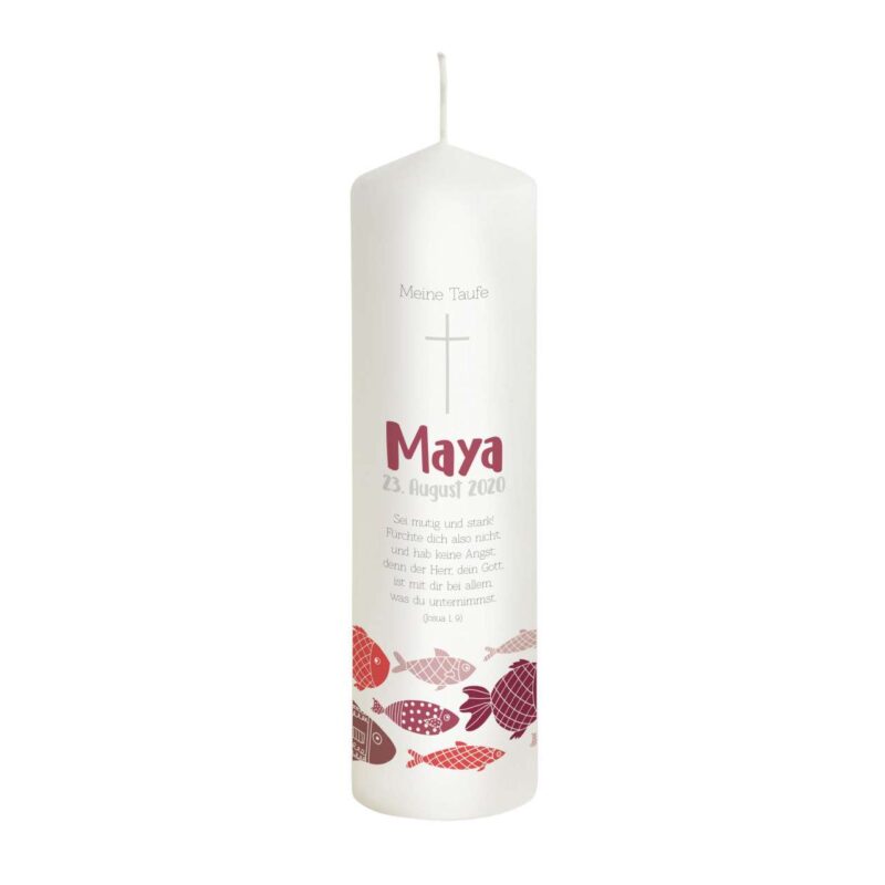 Bild von   taufkerze fische rot modell mjpg | Individuelle 🎁 persönliche 🎁 personalisierte Geschenke bedruckt ▪ bestickt ▪ graviert