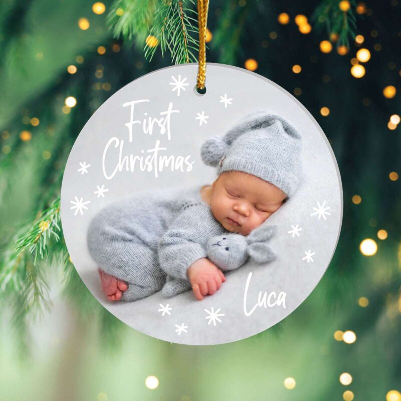 Bild von   acrylanhaenger first christmajpg | Individuelle 🎁 persönliche 🎁 personalisierte Geschenke bedruckt ▪ bestickt ▪ graviert