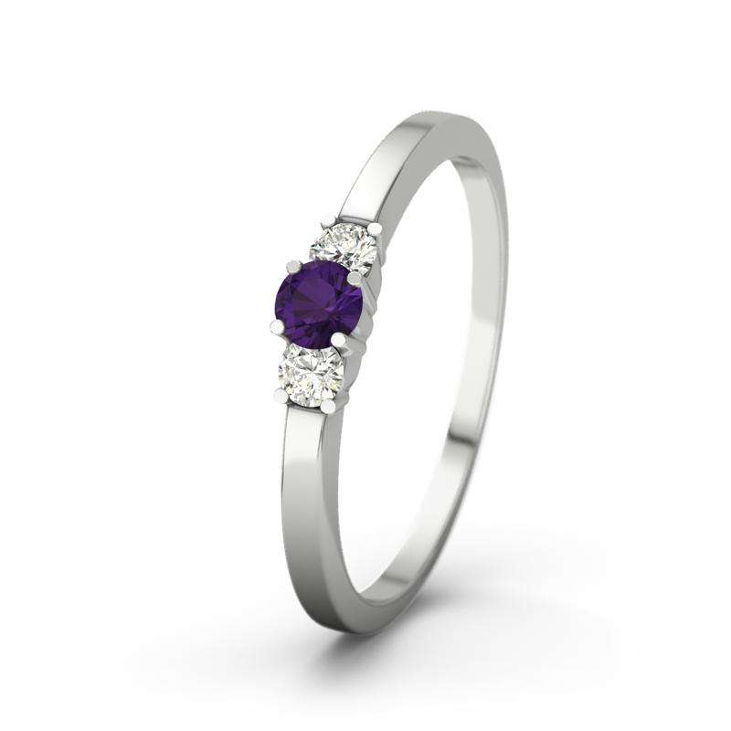 Amethyst Weißgoldring Shannon - (Weißgold 585) Ring mit gratis Ringgravur