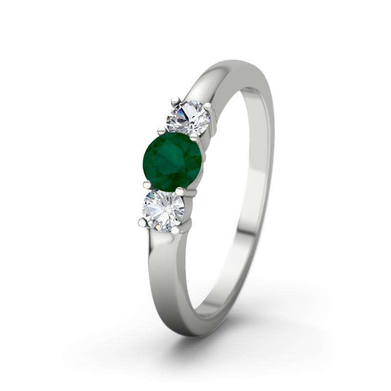 Smaragd Weißgoldring Rouby - (Weißgold 750) Ring mit gratis Ringgravur