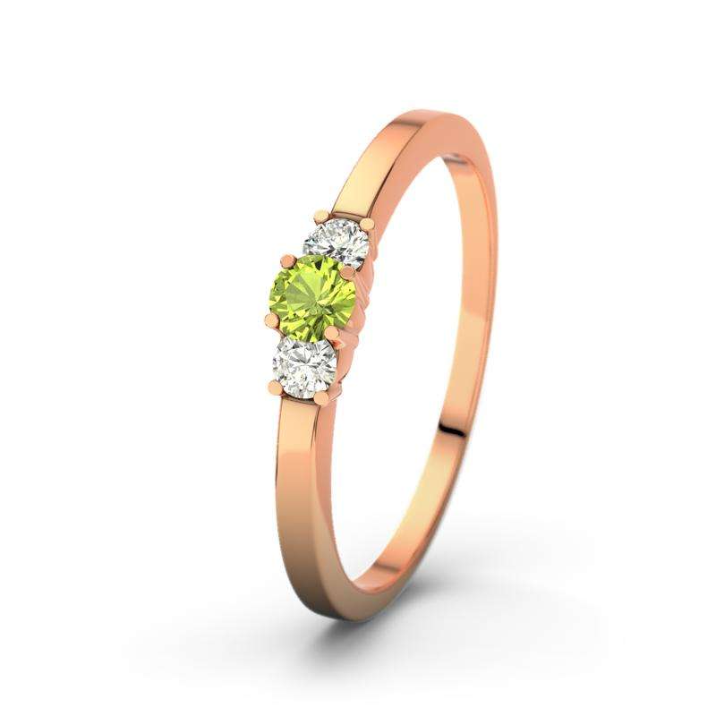 Peridot Rotgoldring Shannon - (Rotgold 750) Ring mit gratis Ringgravur