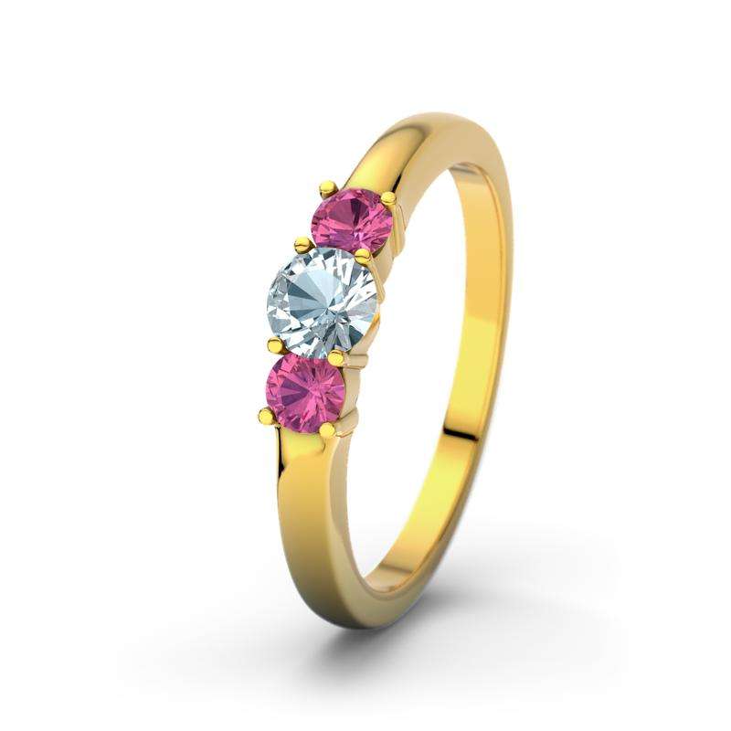 Pinker Turmalin Gelbgoldring Rouby - (Gelbgold 585) Ring mit gratis Ringgravur